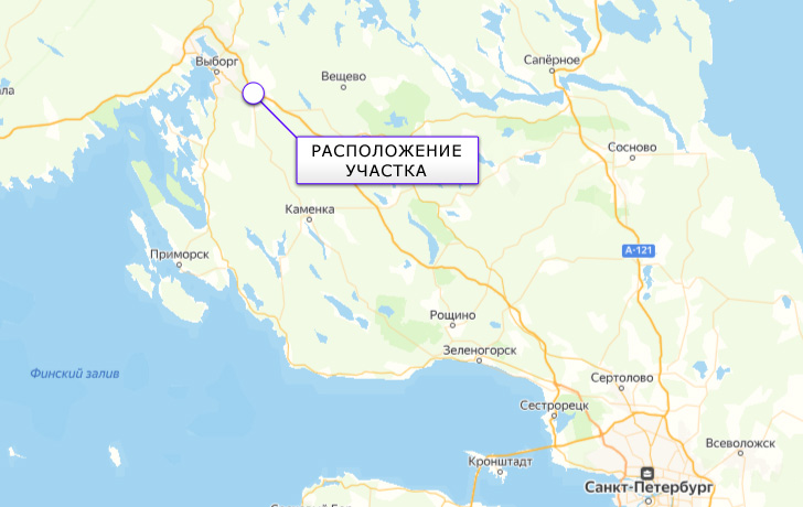 промышленный участок в Выборге Черкасово на карте
