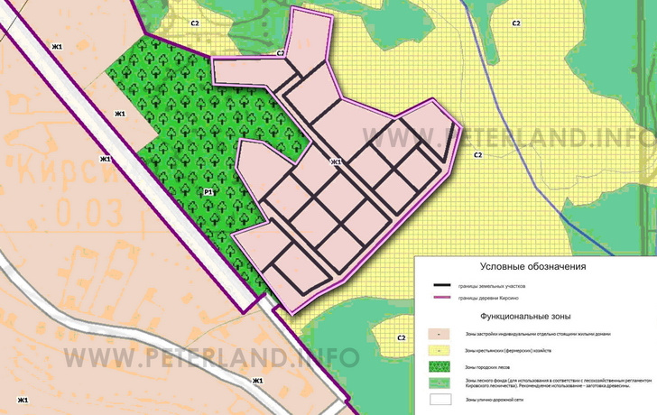 функциональное зонирование земли Мгинское Кирсино