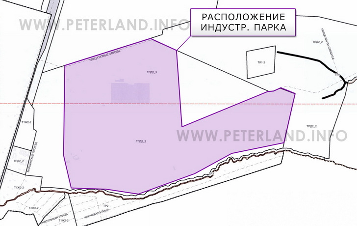 план промышленных участков в промзоне на Ропшинском шоссе