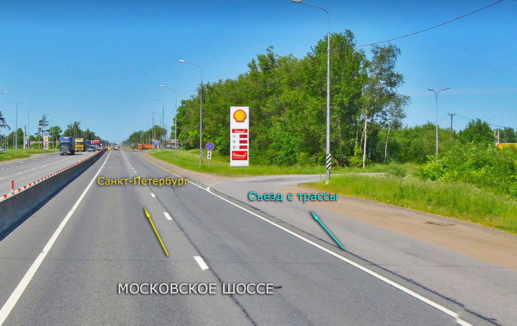 заезд на участок с Московского шоссе М-10