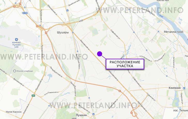 расположение участка в промзоне Шушары отделение Бадаевское