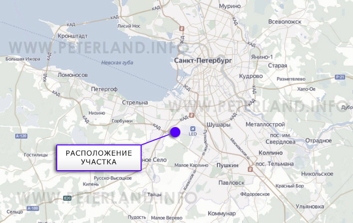 большой участок около Волхонского шоссе в СПб на карте